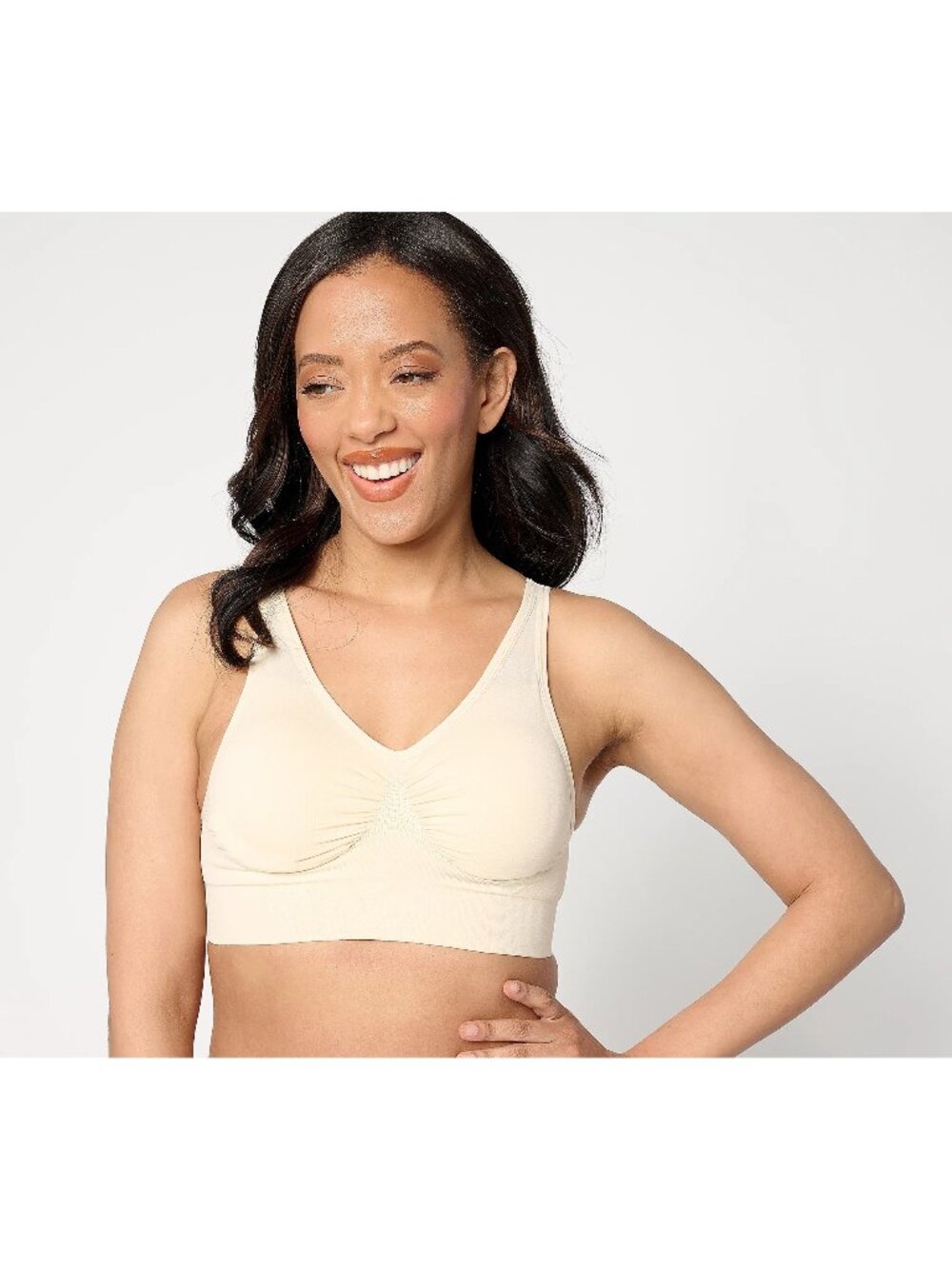 Anybody Bra Size 1X Intimates Wirefree Cuplift Seamless Pearl Lounge Comfy NEW
